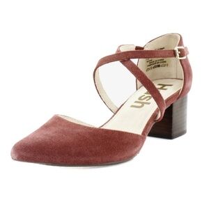 Hush Puppies | Sofie Cross Pointy Toe Kitten Heel Pump in Color Rust Size 7